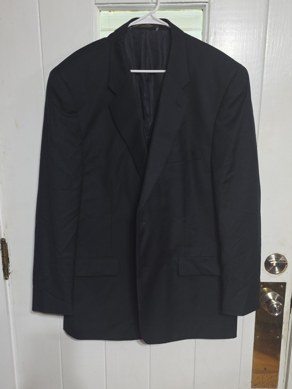 Tasso Elba For Macy's Men's Suit Jacket 100% Pure New Wool Black Pockets Sz 48L